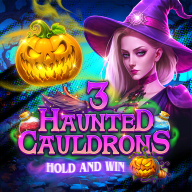 logo 3 Haunted Cauldrons Hold and Win
